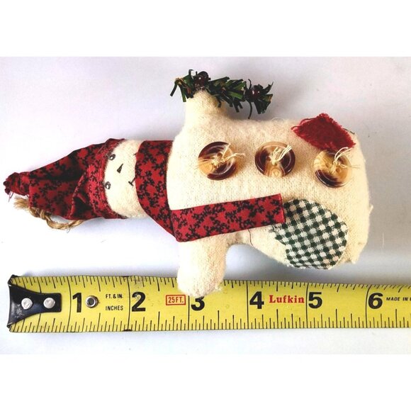 Set Of 8 Rustic Snowman Christmas Ornaments With Plaid Details & Button Accents - Picture 9 of 10